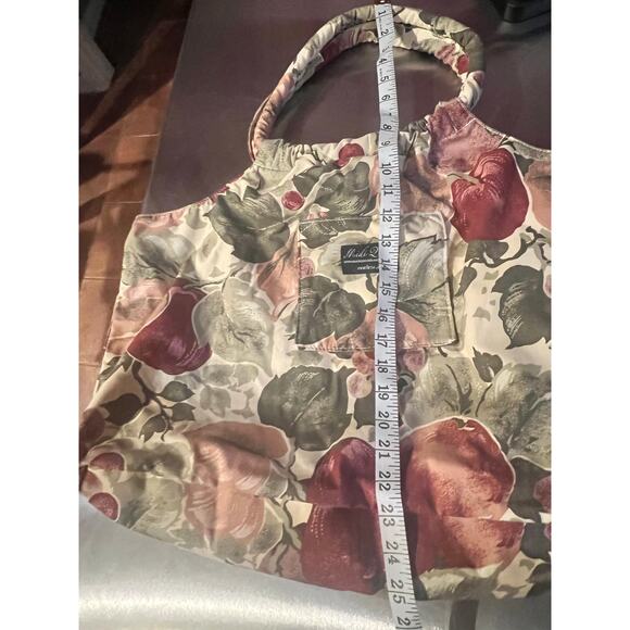 Midi Queen Tote multicolor Large Tote Handbag Cream Rose Pattern - Picture 4 of 9